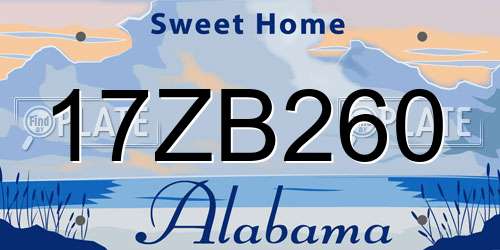 17ZB260 Alabama License Plate