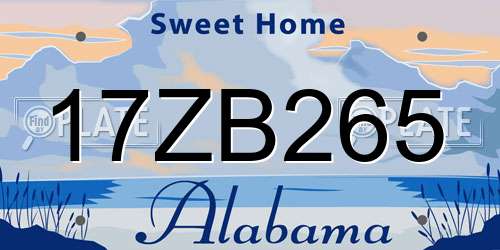 17ZB265 Alabama License Plate