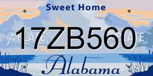 17ZB560 Alabama License Plate