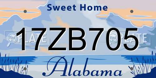 17ZB705 Alabama License Plate