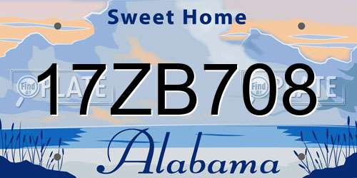 17ZB708 Alabama License Plate