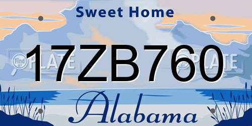 17ZB760 Alabama License Plate