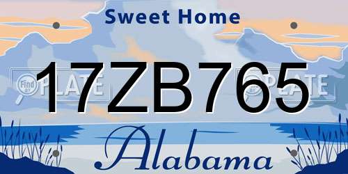 17ZB765 Alabama License Plate