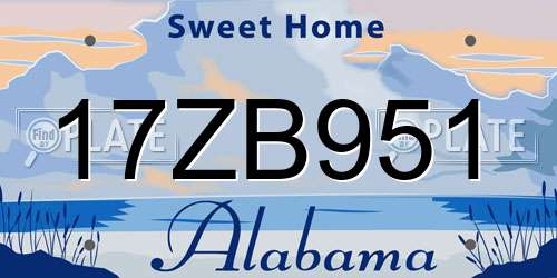 17ZB951 Alabama License Plate
