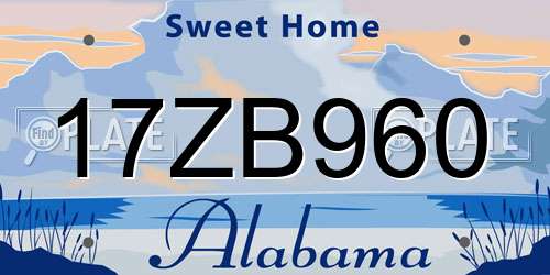 17ZB960 Alabama License Plate