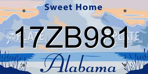 17ZB981 Alabama License Plate