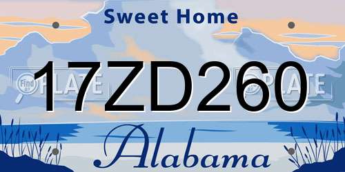 17ZD260 Alabama License Plate