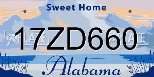17ZD660 Alabama License Plate