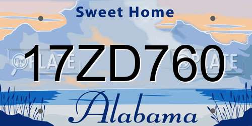 17ZD760 Alabama License Plate