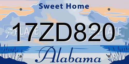 17ZD820 Alabama License Plate