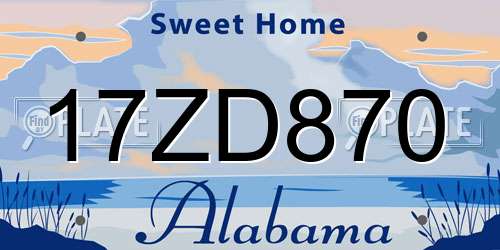17ZD870 Alabama License Plate