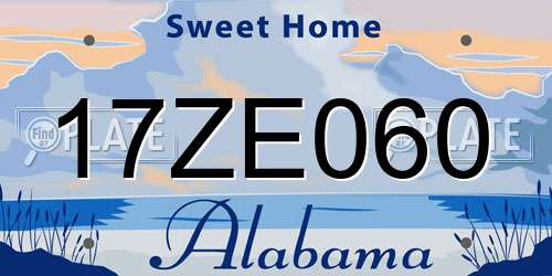 17ZE060 Alabama License Plate