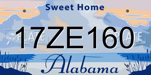 17ZE160 Alabama License Plate