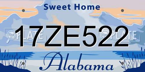17ZE522 Alabama License Plate