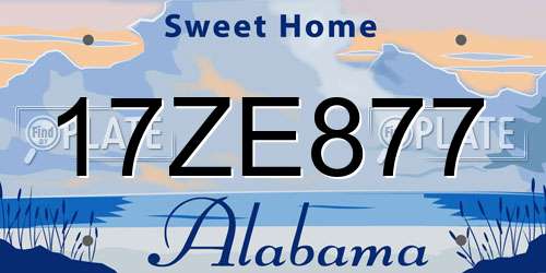 17ZE877 Alabama License Plate