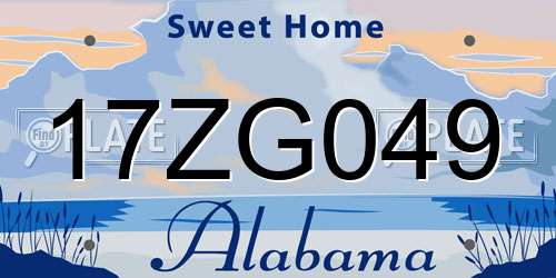 17ZG049 Alabama License Plate