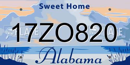 17ZO820 Alabama License Plate