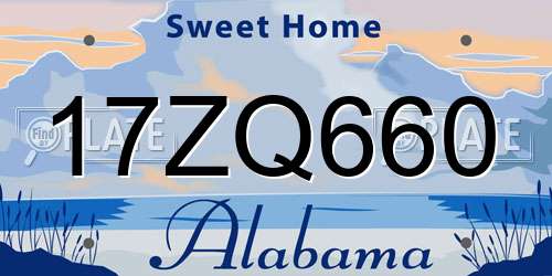 17ZQ660 Alabama License Plate