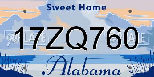 17ZQ760 Alabama License Plate