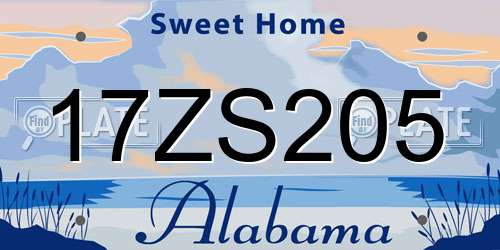 17ZS205 Alabama License Plate