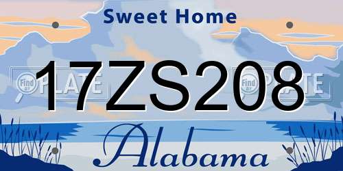 17ZS208 Alabama License Plate