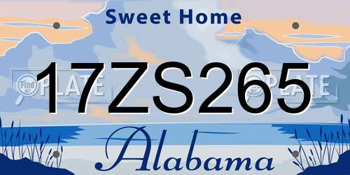 17ZS265 Alabama License Plate