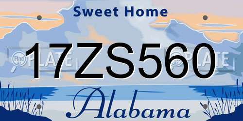 17ZS560 Alabama License Plate