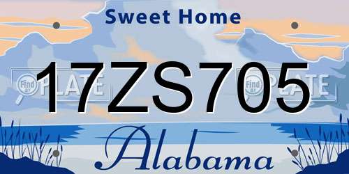 17ZS705 Alabama License Plate