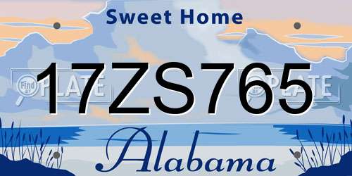 17ZS765 Alabama License Plate