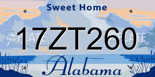 17ZT260 Alabama License Plate