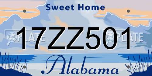17ZZ501 Alabama License Plate