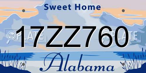 17ZZ760 Alabama License Plate