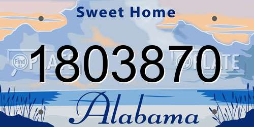 1803870 Alabama License Plate