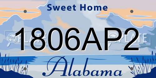 1806AP2 Alabama License Plate