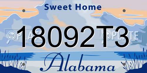 18092T3 Alabama License Plate