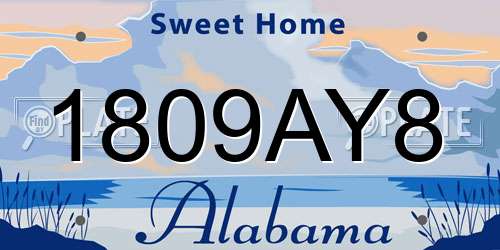 1809AY8 Alabama License Plate