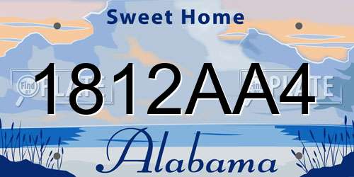 1812AA4 Alabama License Plate