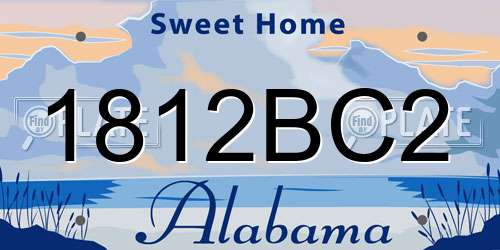 1812BC2 Alabama License Plate
