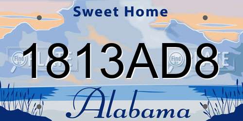 1813AD8 Alabama License Plate