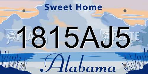 1815AJ5 Alabama License Plate