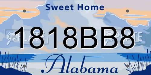 1818BB8 Alabama License Plate