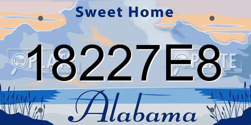 18227E8 Alabama License Plate