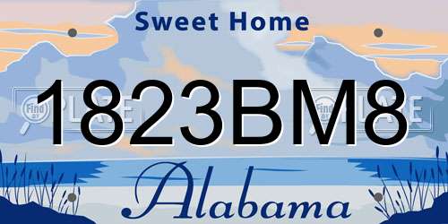 1823BM8 Alabama License Plate