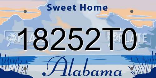 18252T0 Alabama License Plate