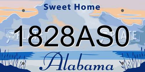 1828AS0 Alabama License Plate