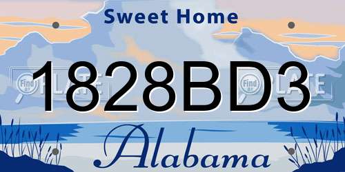 1828BD3 Alabama License Plate