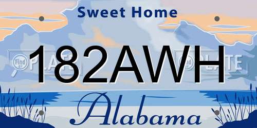182AWH Alabama License Plate