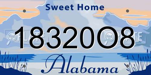 18320O8 Alabama License Plate