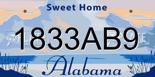 1833AB9 Alabama License Plate