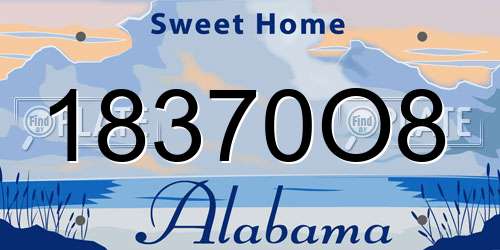 18370O8 Alabama License Plate